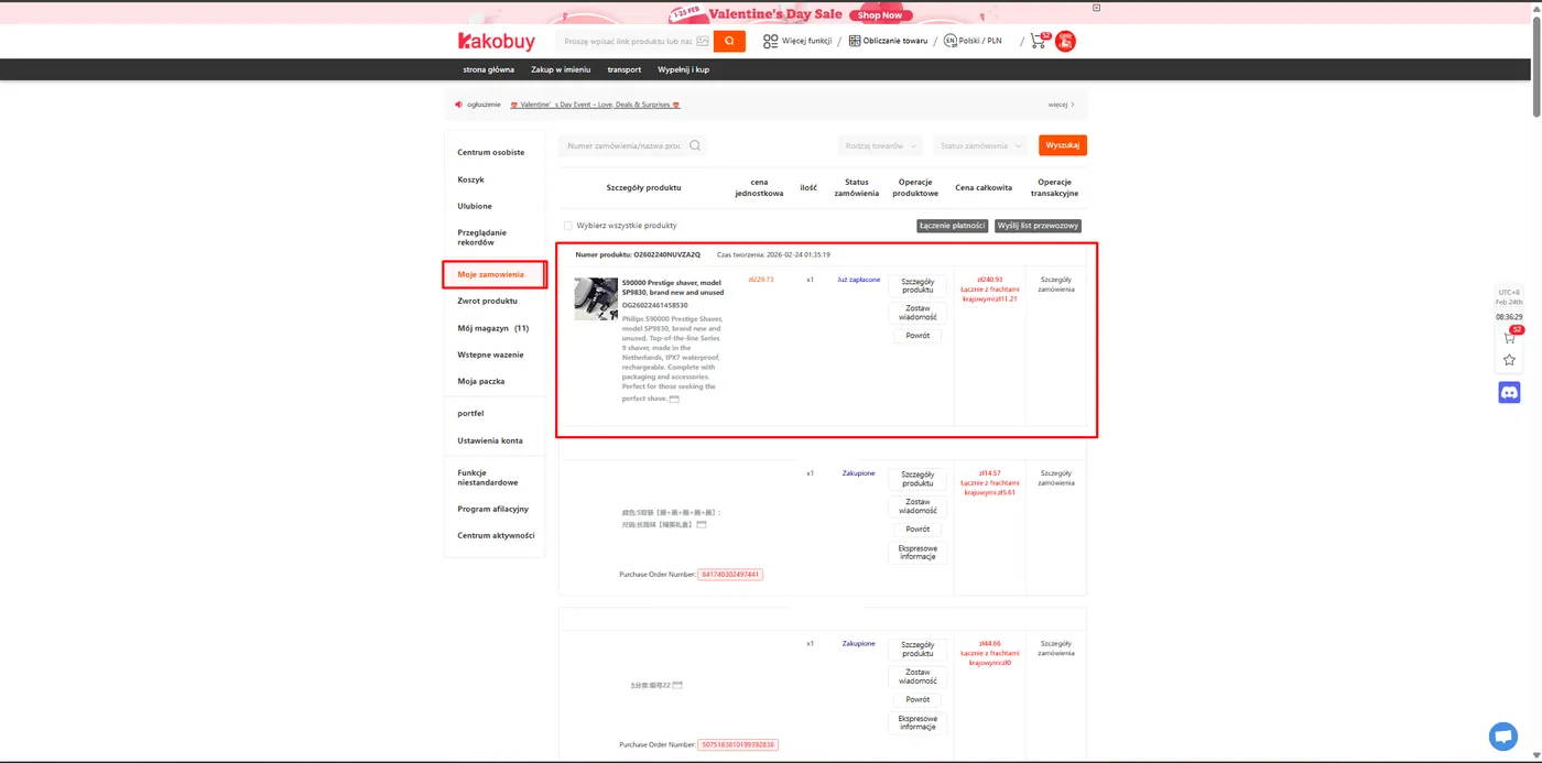 Status zamówienia - Kakobuy repy